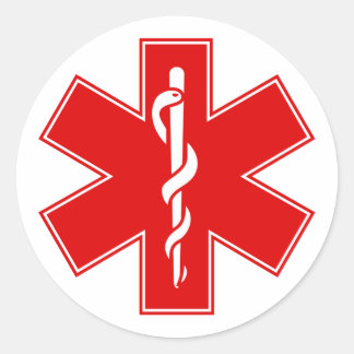 Red Yellow Orange White Nurse EMS Star of Life Runder Aufkleber