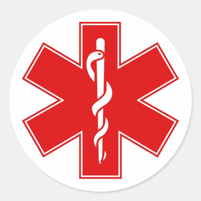 Red Yellow Orange White Nurse EMS Star of Life Runder Aufkleber (Vorderseite)
