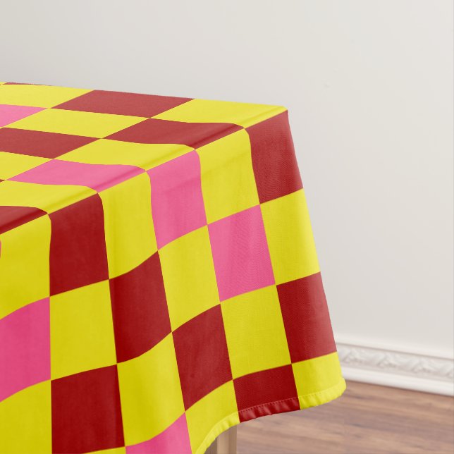 Red Yellow Pink Checkered Pattern Design  Tischdecke (Beispiel)