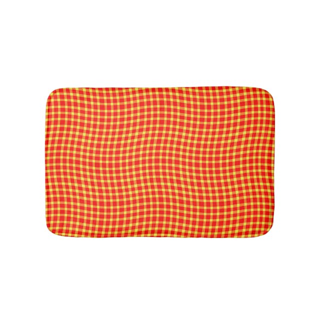 Red Yellow Plaid Checker Seamless Pattern Badematte (Vorderseite)