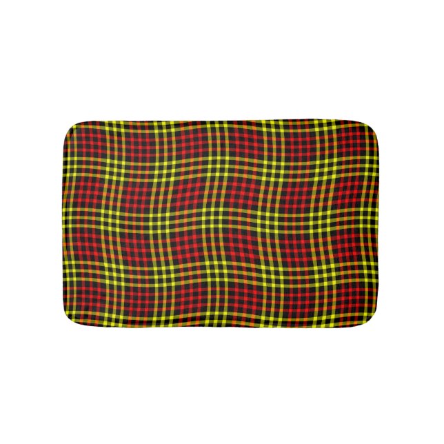 Red Yellow Plaid Checker Seamless Pattern Badematte (Vorderseite)