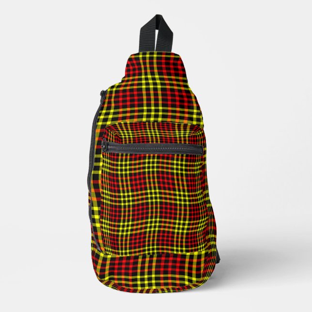 Red Yellow Plaid Checker Seamless Pattern Crossbody Bag (Vorderseite)