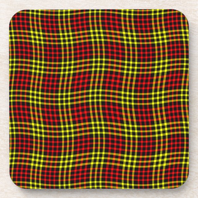 Red Yellow Plaid Checker Seamless Pattern Getränkeuntersetzer (Vorderseite)