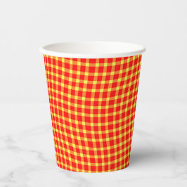 Red Yellow Plaid Checker Seamless Pattern Pappbecher