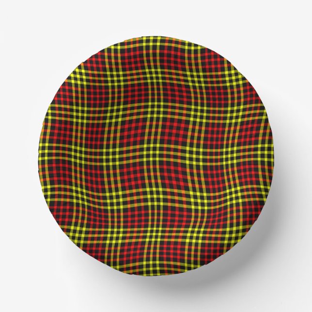 Red Yellow Plaid Checker Seamless Pattern Pappteller (Vorderseite)