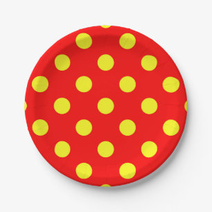 Red Yellow Polka Dots Design Pappteller