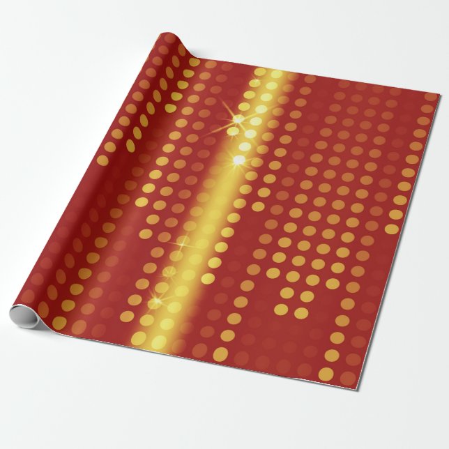 Red Yellow Polka Dots Matrix gemustert Geschenkpapier (Ungerollt)