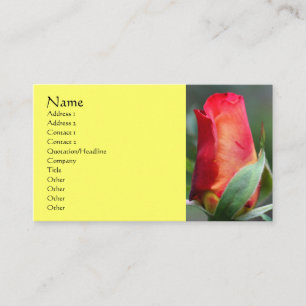 Red Yellow Rosenknospe Blumen Business Card Visitenkarte