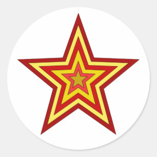 Red Yellow Star Runder Aufkleber