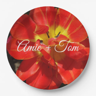 Red Yellow Tulip Wedding Custom Paper Teller