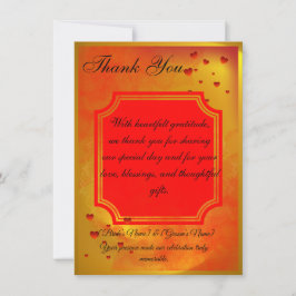 Red & Yellow Wedding Thank You Card | Traditional Dankeskarte