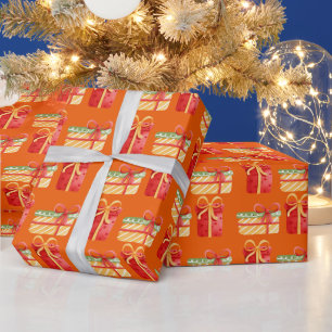 Red & Yellow Weihnachtsgeschenke Orange Wrapping P Geschenkpapier