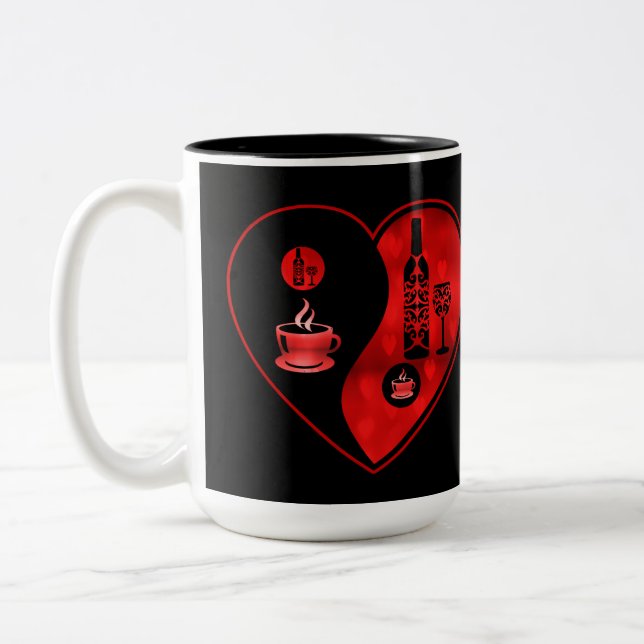Red Yin & Yang Coffee & Wine Zweifarbige Tasse (Links)