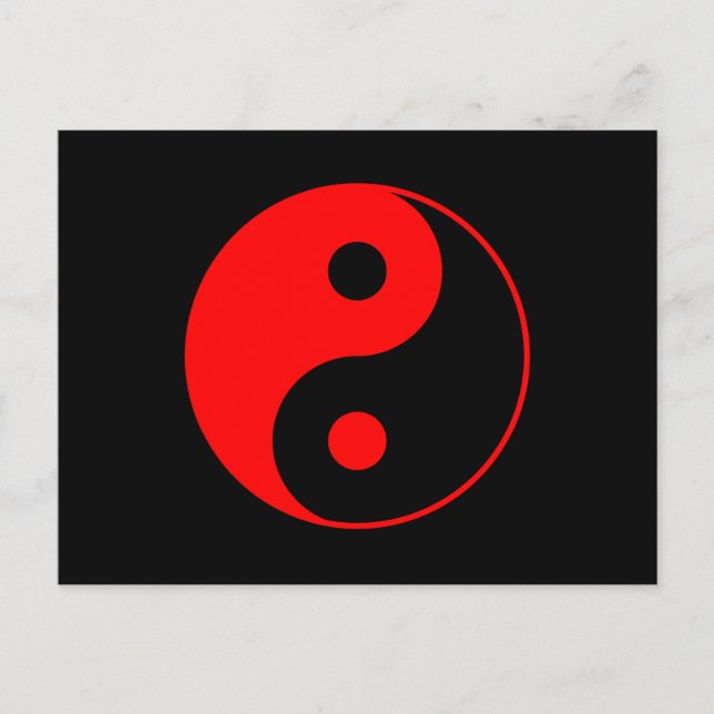 Red Yin Yang Symbol Postcard Postkarte (Vorderseite)