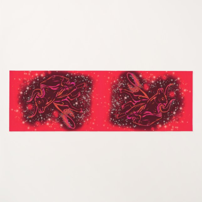 Red Yoga Mat Bulls laufen in der Starry Night Yogamatte (Vorderseite (Horizontal))