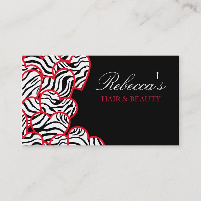 Red zebra Herz Design Business Card Visitenkarte (Vorderseite)
