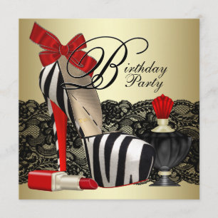 Red Zebra High Heel Shoes Black Red Zebra Party Einladung