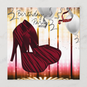 Red Zebra High Heel Shoes Geburtstagsparty Einladung