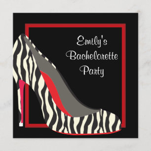 Red Zebra High Heel Shoes Junggeselinnen-Abschied Einladung