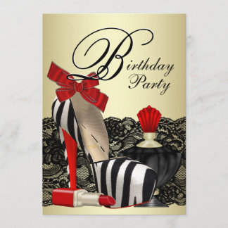 Red Zebra High Heel Shoes Red Zebra Party Einladung