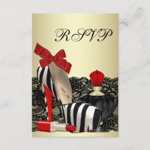Red Zebra High Heel Shoes Red Zebra Party UAWG RSVP Karte