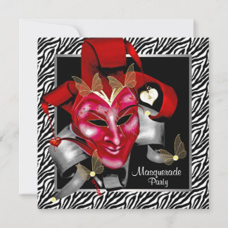 Red Zebra Mask Red Masquerade Party Einladung
