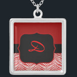 Red Zebra Monogram Necklace Template Versilberte Kette<br><div class="desc">Schöne Red Zebra Monogram Necklace Template,  einfach mit gewünschtem Initial anpassen. Kaufen Sie für sich selbst,  oder als Weihnachtsgeschenk,  Geburtstagsgeschenk,  oder als Bridesmaid Geschenk!</div>