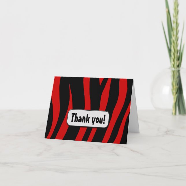 Red Zebra Print "Danke!" Notenkarte Dankeskarte (Vorderseite)