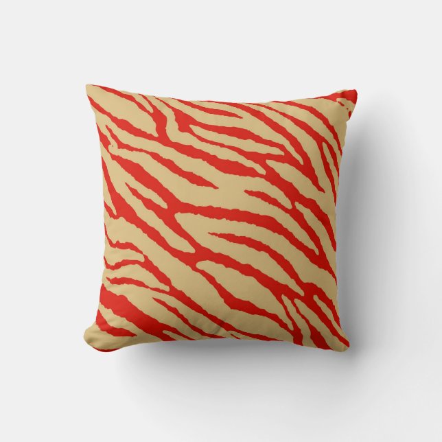 Red Zebra Print Fell Kissen (Vorderseite)