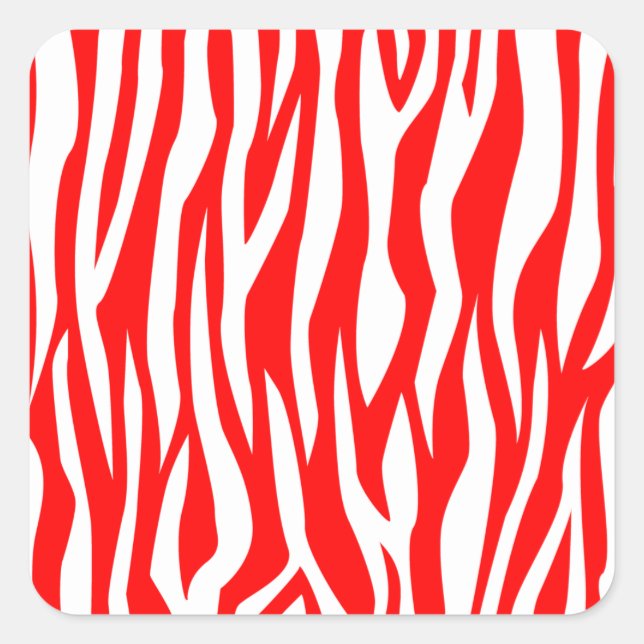 Red Zebra Print Quadratischer Aufkleber (Vorderseite)