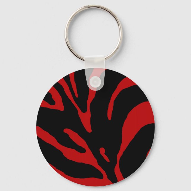 Red Zebra Stripe Animal Print Schlüsselanhänger (Vorderseite)