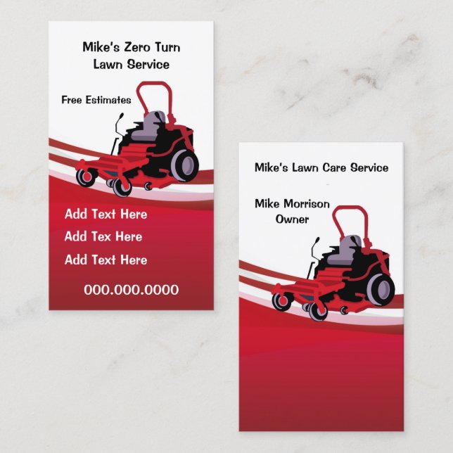 Red Zero Turn Launch Care Service Visitenkarte (Vorne/Hinten)