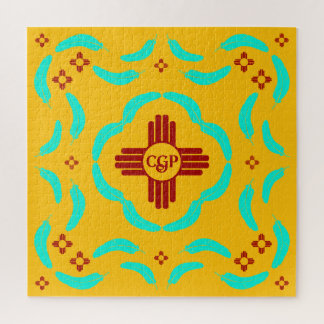 Red Zia Symbols New Mexico Türkis Feathers Puzzle