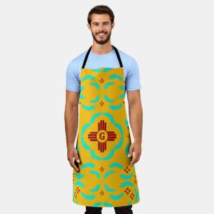 Red Zia Symbols New Mexico Türkis Feathers Schürze