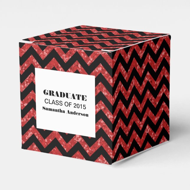 Red Zickzack Glitzer Abschluss Fevor Boxes Geschenkschachtel (Vorderseite)