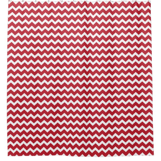 Red Zickzack Patterns Weihnachten Duschvorhang (Vorderseite)