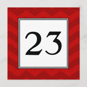 Red Zickzack Stripes Party Tischnummer Card