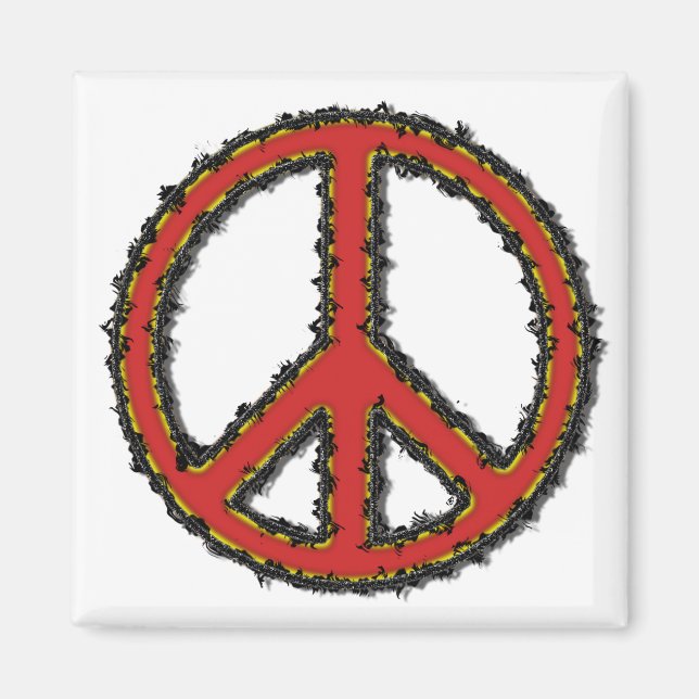 Red Zig Zag Peace Sign Magnet (Vorne)
