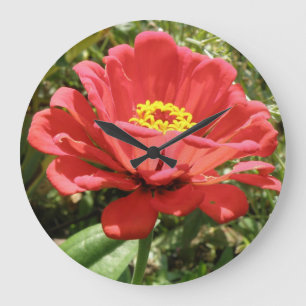 Red Zinnia Wall Clock Große Wanduhr
