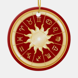 Red Zodiac Wheel 1 Keramik Ornament