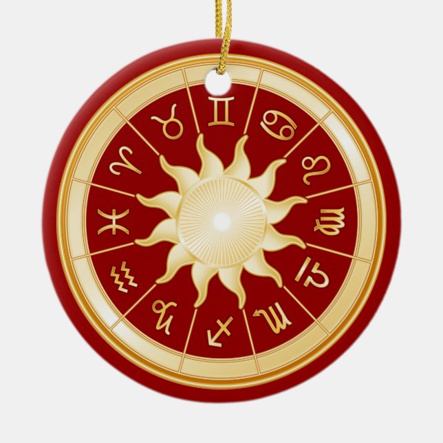 Red Zodiac Wheel 1 Keramik Ornament (Vorne)