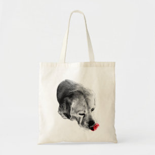 "Red Zunge dog pillow", "Pop art Labrador pillow", Tragetasche
