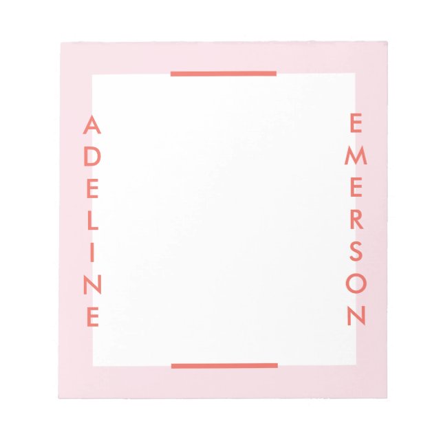 Redaktionelle moderne Typografie Notepad - Rosa Notizblock (Vorderseite)