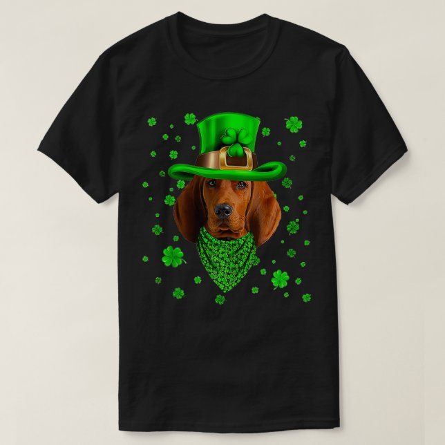 Redbone Coonhound Dog St Patricks Day Dog Hat T-Shirt (Design vorne)