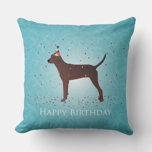 Redbone Coonhound Happy Birthday Design Kissen (Vorderseite)