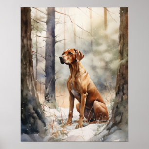 Redbone Coonhound Hund Art Print Poster