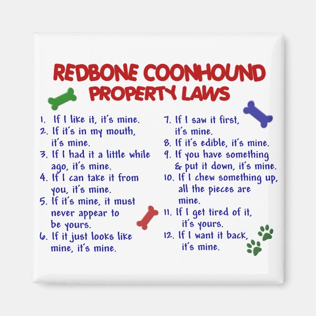 REDBONE COONHOUND Property Laws 2 Magnet (Vorne)