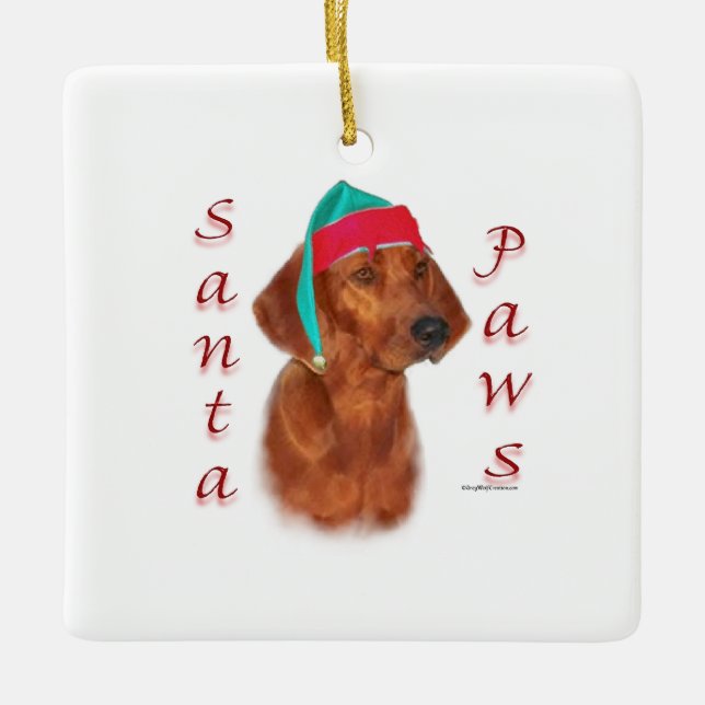 Redbone Coonhound Santa Paws Keramikornament (Vorderseite)