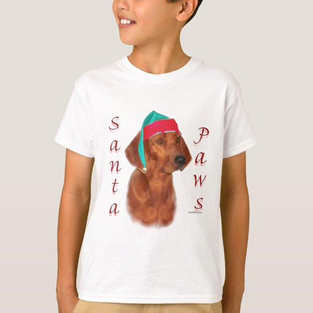 Redbone Coonhound Santa Paws T-Shirt (Vorderseite)