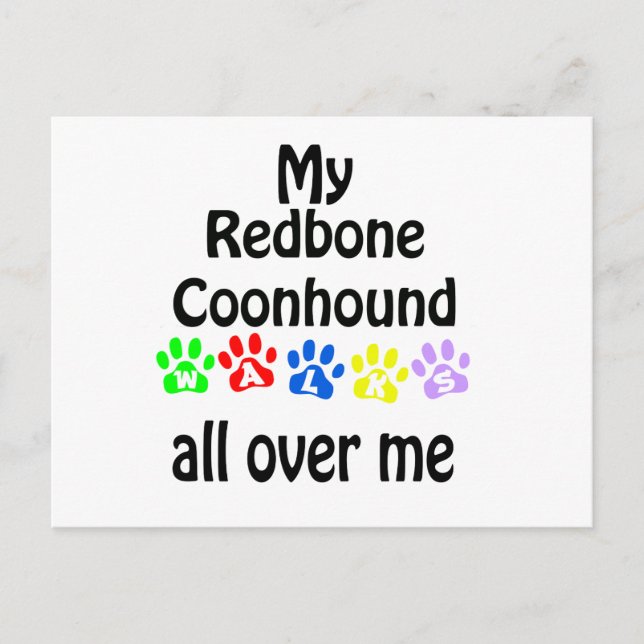 Redbone Coonhound Walking Design Postkarte (Vorderseite)